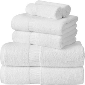 Supersoft 550gsm 100% Pure Cotton 6PC Towel Bale Set, Bath, hand and flannel - White