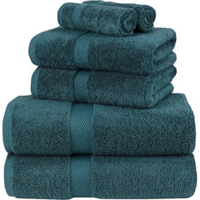 Supersoft 550gsm 100% Pure Cotton 6PC Towel Bale Set, Bath, hand & flannel  - Jade