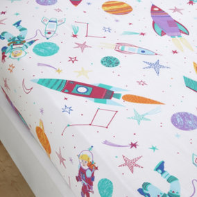 Supersonic Space Rocket Kids Fitted Sheet