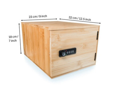 surebox Lock Box - Bamboo - 12 Litre Lockable Box - 4 Digit Combination ...