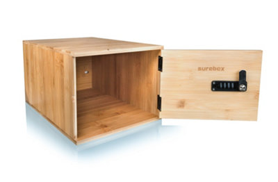 surebox Lock Box - Bamboo - 12 Litre Lockable Box - 4 Digit Combination ...