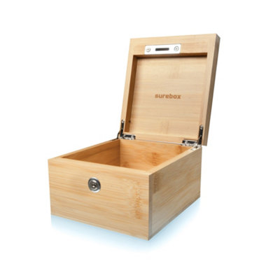 surebox Small Lock Box - Bamboo - Lock & Key - Secure Home Storage