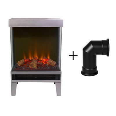 Sureflame ES-9329 Electric Stove in Grey with Angled Stove Pipe in Black Price Comparisons | Compare The Build