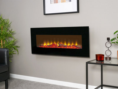 Sureflame WM-9331 Electric Wall Mounted Fire with Remote in Black
