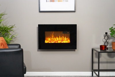 Sureflame WM-9334 Electric Wall Mounted Fire with Remote in Black, 26 Inch