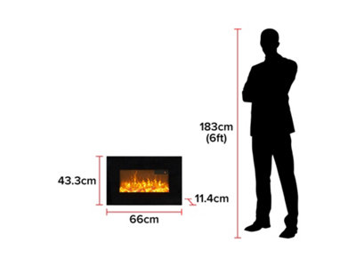 Sureflame WM-9334 Electric Wall Mounted Fire with Remote in Black