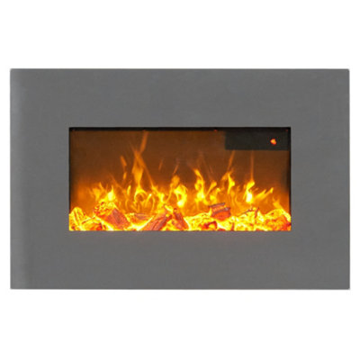 Sureflame WM-9541 Electric Wall Mounted Fire with Remote in Grey, 26 Inch