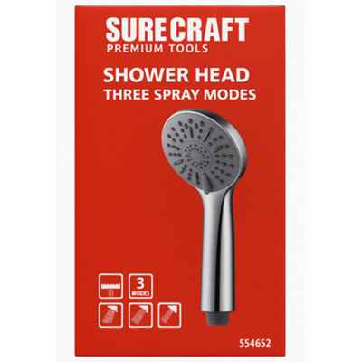 Suregraft 3 Function Chrome Shower Handset - Multi Spray Head with 3 ...