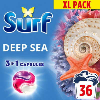 Surf 3 in 1 Laundry Washing Detergent Capsules Deep Sea, 144