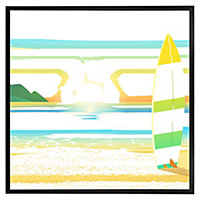 Surf board on beach (Picutre Frame) / 16x16" / Brown