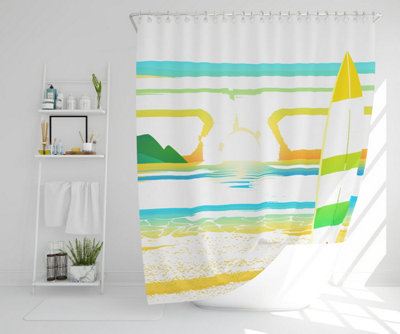 Surf Board On Beach (Shower Curtain) / Default Title Price Comparisons | Compare The Build