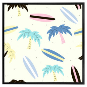 Surf boards & palm trees (Picutre Frame) / 12x12" / White