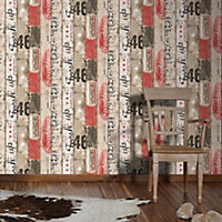 Surf Wood Panel Wallpaper Red - AS Creation 95950-1