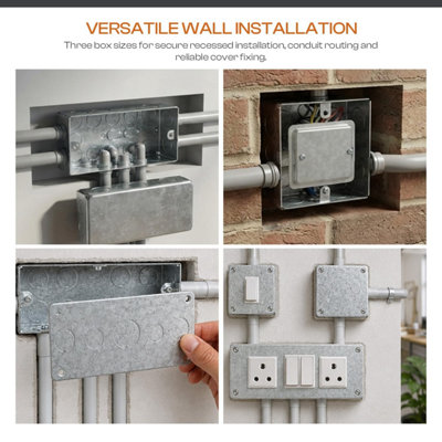Surface Mount Back Box 35mm, Metal Flush Mount Double Junction Box Wall ...