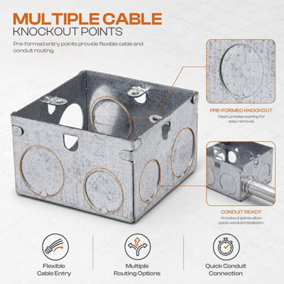 Surface Mount Back Box 35mm, Metal Flush Mount Double Junction Box Wall ...