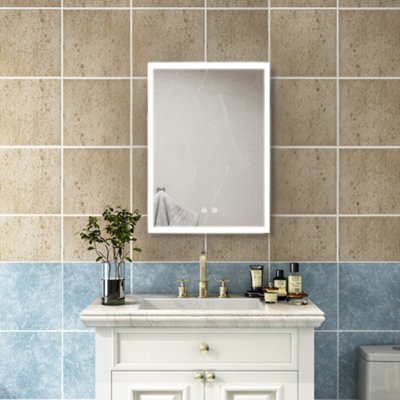 Surface Mount Frameless 1-Door LED Mirrored Bathroom Cabinet | DIY at B&Q