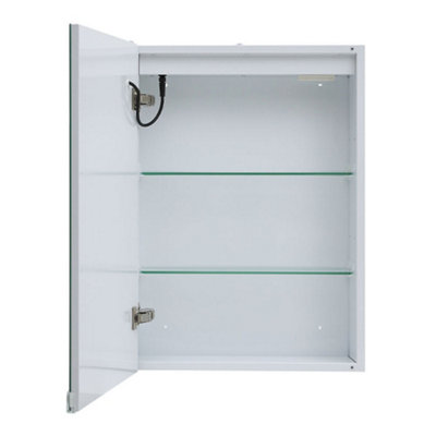 Surface Mount Frameless 1-Door LED Mirrored Bathroom Cabinet