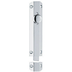 Surface Mounted Flat Sliding Door Bolt Lock 202 x 36mm Polished Chrome