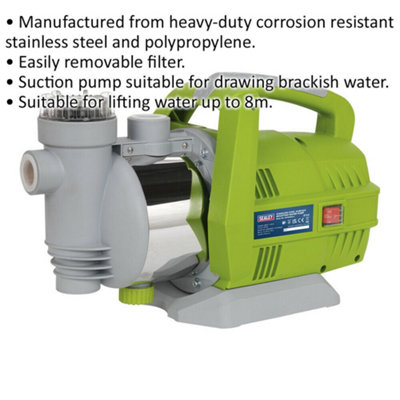 Surface Mounting Stainless Steel Water Pump - 55L/Min - 800W Motor - 230V Supply
