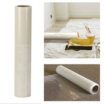 Surface Protection Film Self Adhesive Puncture Resistant Dust Proofing Transparent Carpet Protection Film Roll 60cm x 25m