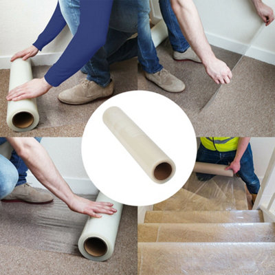 Surface Protection Film Self Adhesive Puncture Resistant Dust Proofing Transparent Carpet Protection Film Roll 60cm x 50m