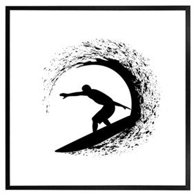 Surfer silhouette (Picutre Frame) / 16x16" / Black