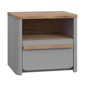 Surfinio Grey 1 Drawer 1 Open Shelf Bedside Cabinet