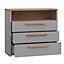 Surfinio Grey 3 Drawer Combi Chest of Drawers Catania Oak