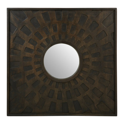 Suri Wall Mirror, Brown, Glass, Wood