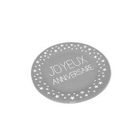 Surprisezvous Happy Birthday Disposable Plates (Pack of 6) Grey/White (One Size)