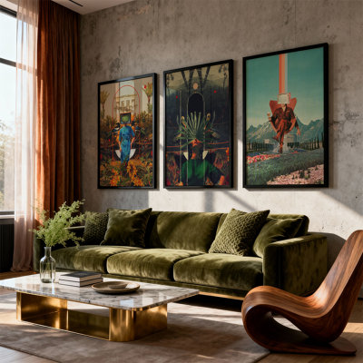 Surreal Retro Collage Wall Art Set of 3 Framed Prints, Vintage ...