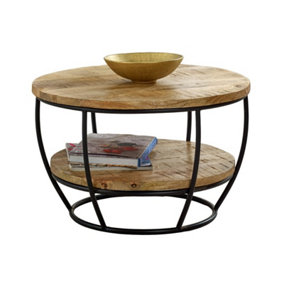 Surrey Coffee Table with Shelf - Solid Mango Wood/Metal - L60 x W60 x H35 cm