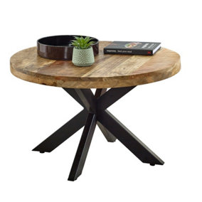 Surrey Coffee Table with Spider Legs - Solid Mango Wood/Metal - L80 x W80 x H45 cm