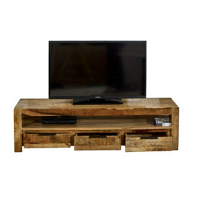 Surrey Large TV with 3 Drawers - Solid Mango Wood - L40 x W150 x H40 cm