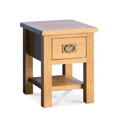 Surrey Oak 36cm Lamp Table with Drawer - Fully Assembled By Roseland Furniture