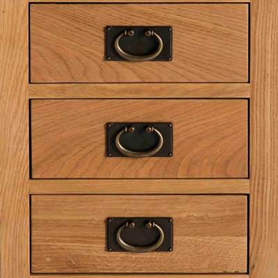 Surrey Oak Bedside Table - Fully Assembled 3 Drawer Cabinet - By Roseland Furniture