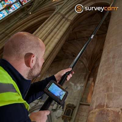 SurveyCam High-Level Inspection Camera System & 50ft Telescopic Pole. For External / Internal Cleaning Projects.