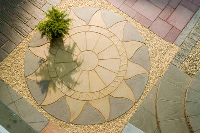Surya Circle Patio Paving Kit Plus Squaring Off Kit Antique Grey & Barley - 3