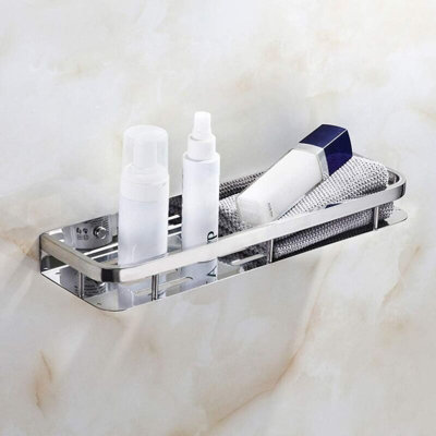 Sus304 Stainless Steel Shower Shelf Wall Mounted Rectangular Chrome