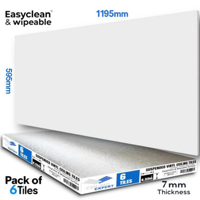 EasyClean Vinyldecke 595x595 Mm – 15 Fliesen Für 600x600 Mm Raster – Abwischbar, Wasserfest