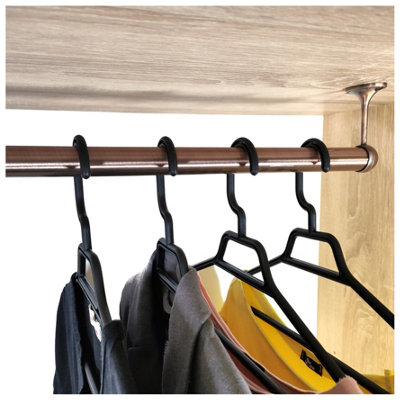 Suspended Round Wardrobe Rail Hanging Tube Pipe 1100mm Antique Copper Set with End Brackets