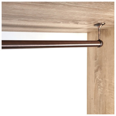 Suspended Round Wardrobe Rail Hanging Tube Pipe 1100mm Antique Copper Set with End Brackets