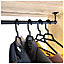 Suspended Round Wardrobe Rail Hanging Tube Pipe 1100mm Black Matt Set with End Brackets