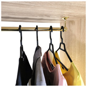 Suspended Round Wardrobe Rail Hanging Tube Pipe 1400mm Polished Gold Set with End Brackets