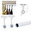 Suspended Round Wardrobe Rail Hanging Tube Pipe 300mm White Set with End Brackets