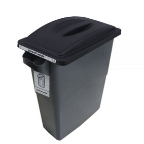 Sustainabin Indoor Recycling Bin-Black - Grab Lid - General Waste-60 Litres