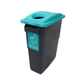 SustainaBin Indoor Recycling Bin - Dark Aqua - Twin Hole Top - 60 Litres