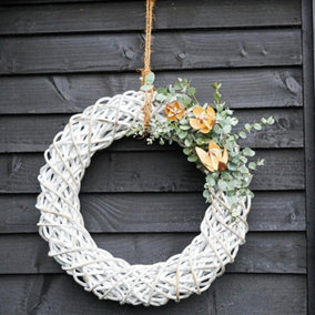 Sustainable Rattan Wreath White Diam 50Cm