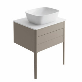 Sutton Grey Floor Standing Bathroom Vanity Unit with Ceramic Worktop (W)630mm (H)700mm