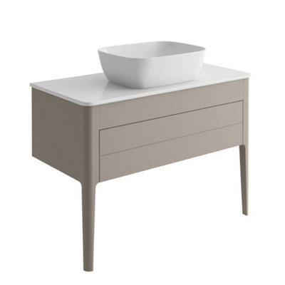 Sutton Grey Floor Standing Bathroom Vanity Unit with Ceramic Worktop (W)980mm (H)700mm